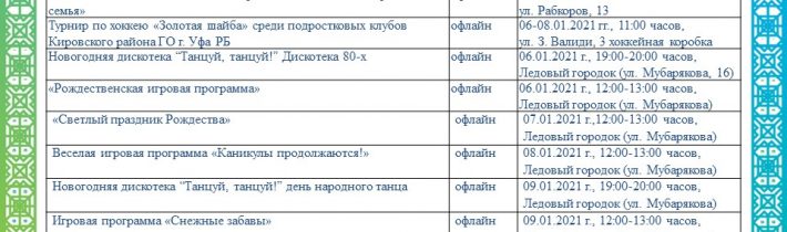 1 — 11 классы.  Новогодние мероприятия на территории Кировского района 2020 — 2021